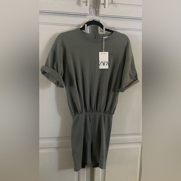 Zara Fitted Shorts Romper Sage Green 0264/345/505 NWT - Picture 4 of 7